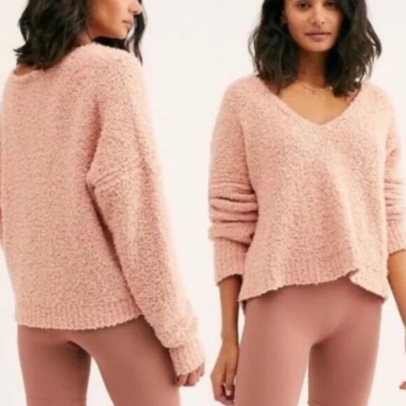 Free People Sweaters - free people | finders keepers textured v-neck pink cotton sweater